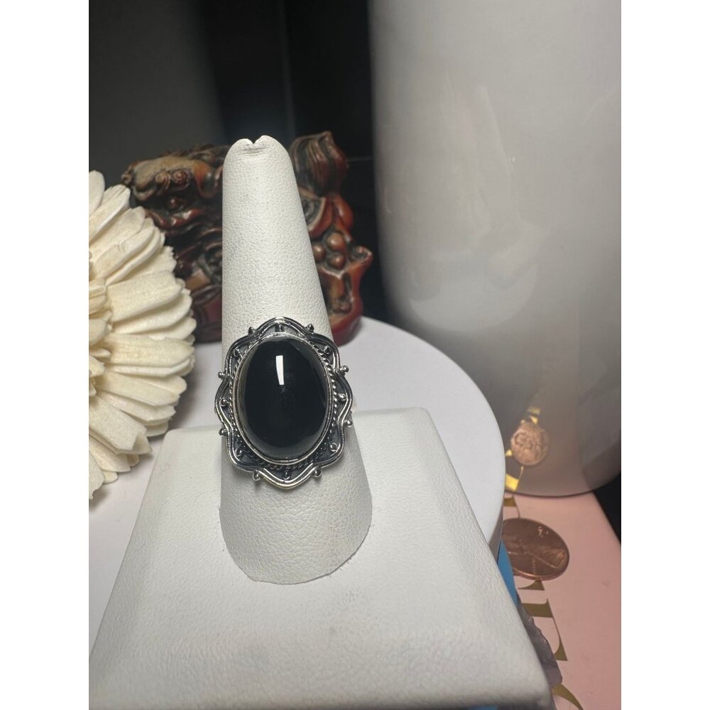 Sterling Silver Black Onyx Chuncky Ring